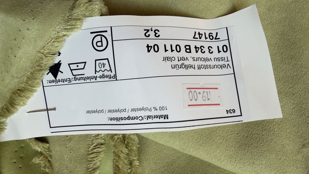 Stoffe: Veloursstoff hellgrün 100% Polyester neu – Neu (gemäss Beschreibung) aus Thunstetten von Specht71 2