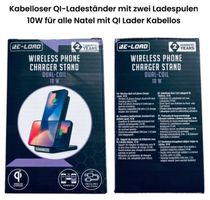 Kabelloser QI-Ladeständer mit zwei Ladespulen 10W Fabrikneu