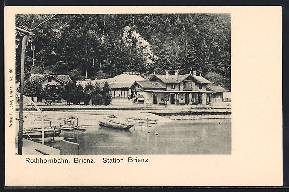 Cartoline postali: Brienz, Station der Rothornbahn am See – Usato da Berlin venduto da bartko-reher