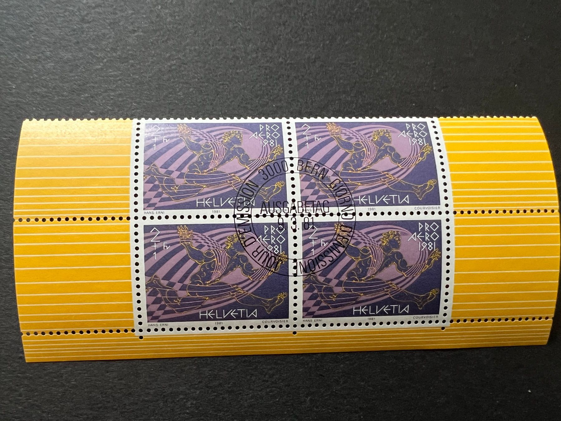 Alle Briefmarken: Flugpost 1981 Viererblock Ersttag gest. ( 4500) – Gebraucht aus Hinwil von Sidi4
