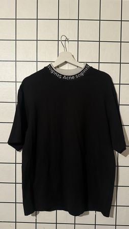Acne Studios Black Mockneck Logo T-Shirt Size S 