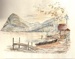 Maria Fischer Walpen, Aquarell, Lugano,
