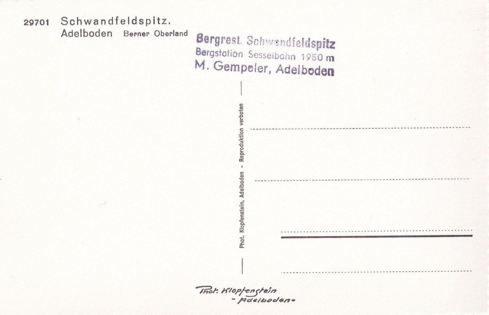 Cartoline postali: Adelboden Schwandfeldspitz mit Sesselbahn – Usato da Olten venduto da clotaldi 1