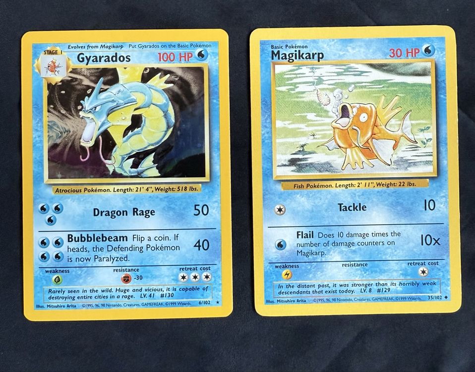 Gyarados & Magikarp Pokemon Base Set - 6/102 & 35/102 (Neu (gemäss ...