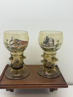 2 Pokale bemalt Glas h20cm mit Früchte und Weinmotiv