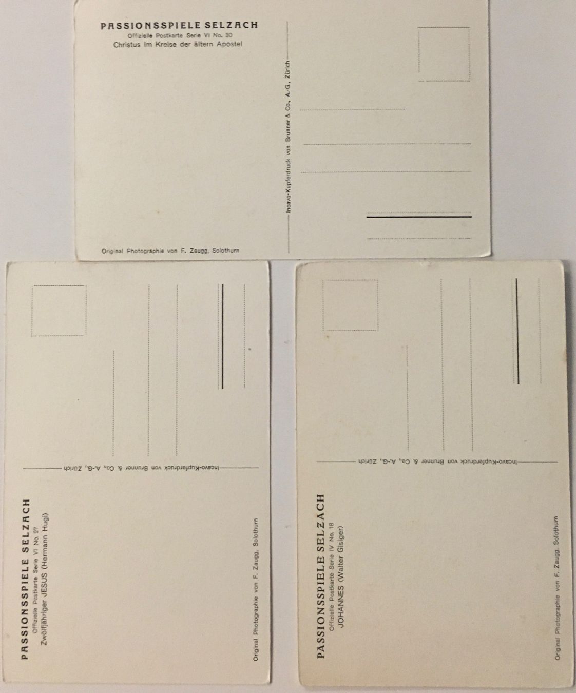 Cartoline postali: 3 Ansichtskarten Passionsspiele Selzach – Usato da Frauenfeld venduto da Merk52 1