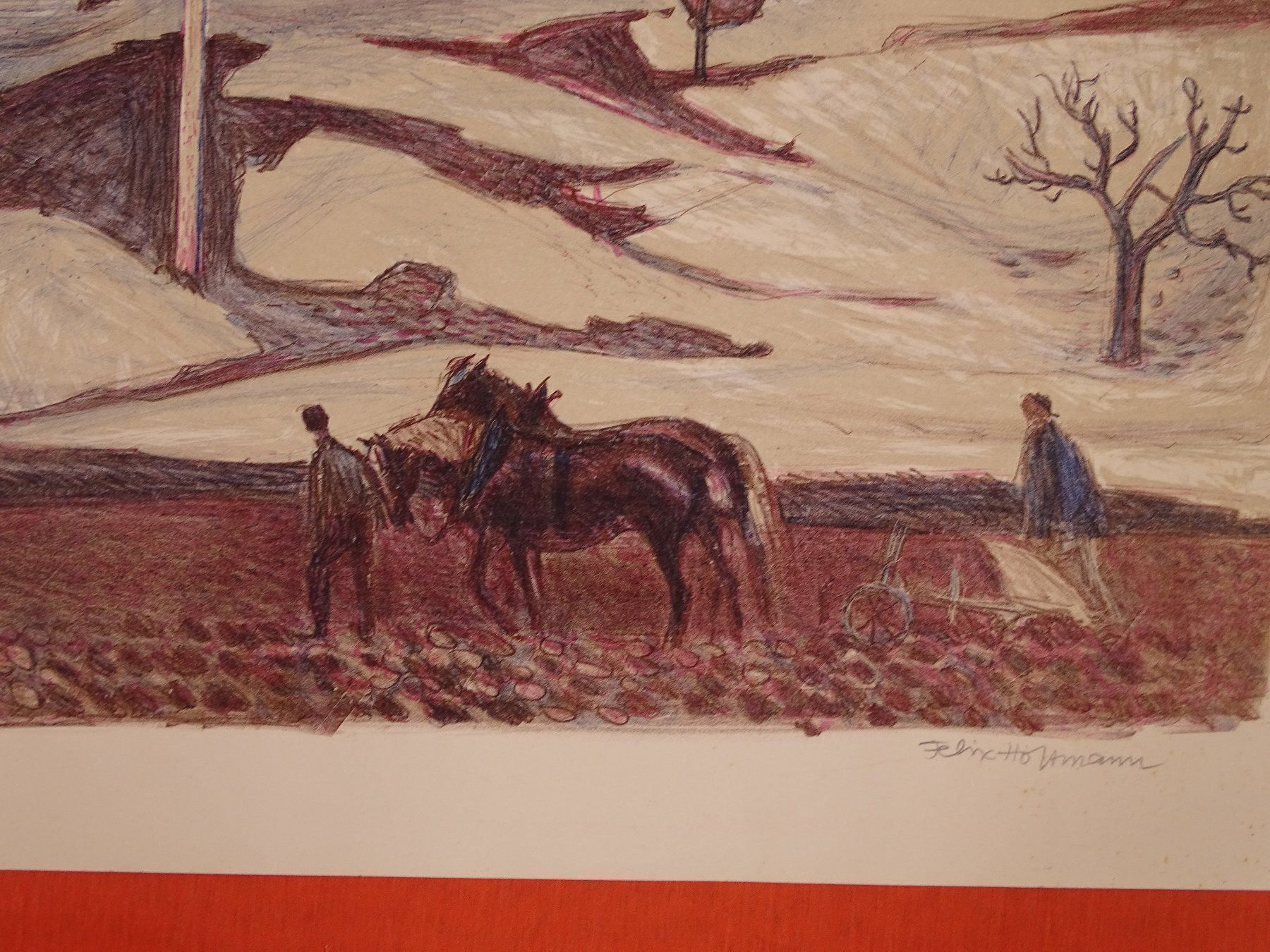 Grafica & Litografie: FELIX HOFFMANN: LITHOGRAPHIE PFLÜGENDE – Usato da Grüningen venduto da Kartensammler 3