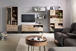 TV-Möbel Cleave in Braun/Schwarz aus Mangoholz