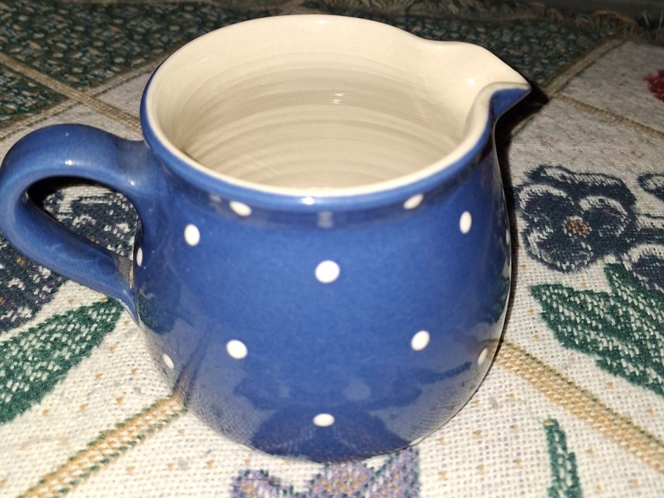 Caraffe: KERAMIKKRUG PUNKTE BLAU WEISS – Usato da spreitenbach venduto da lumbalplatte 2