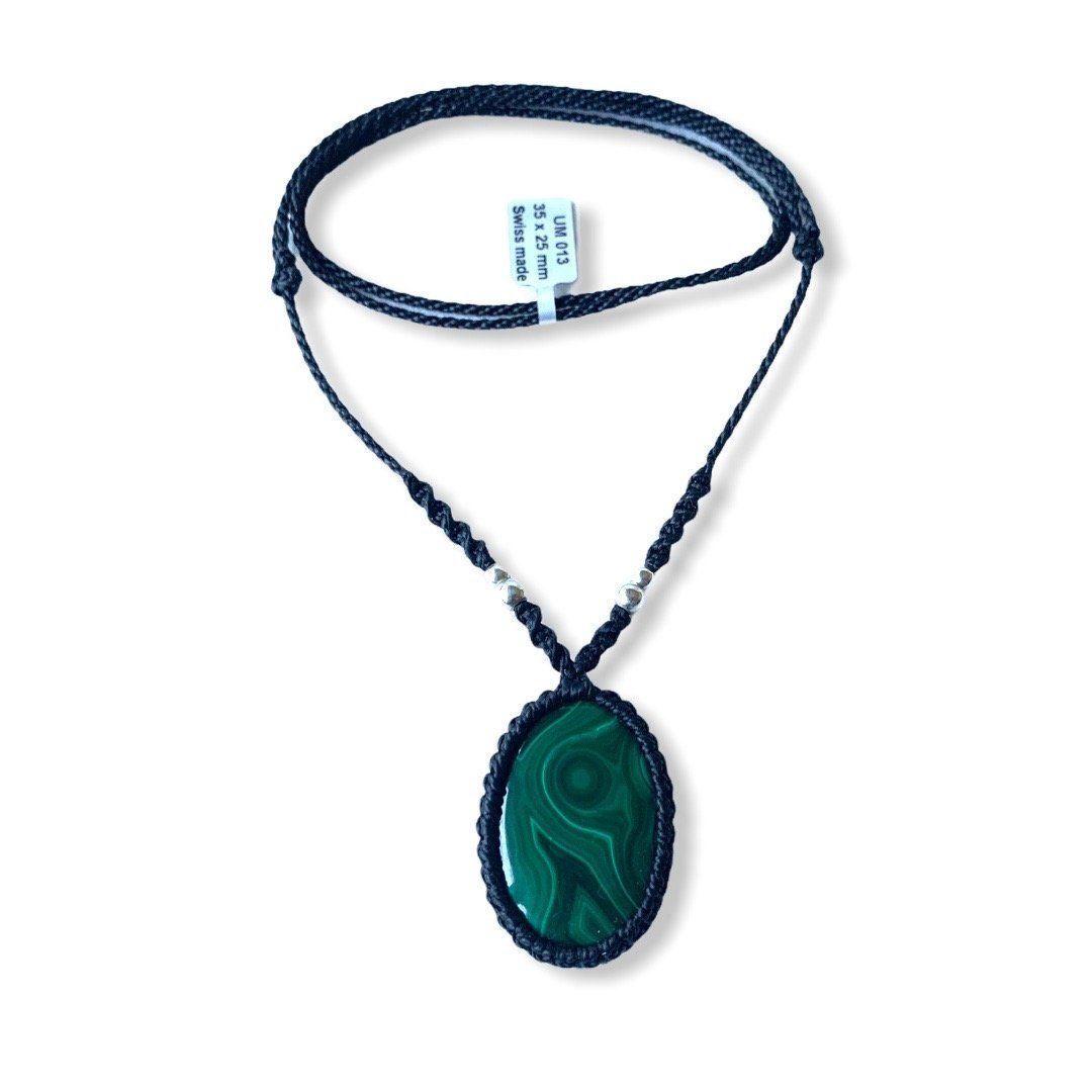 Catenine: MALACHIT CABOCHON EDELSTEIN KETTE – Nuovo e nell'imballaggio originale da Zürich venduto da MEVAS-Schmuck 3