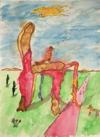 Aquarell: Roter Stuhl
