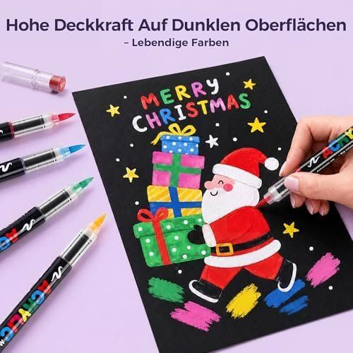 Penna & Evidenziatori: Farben Acrylstifte Set, Pinselspitze Acrylmarker mit – Nuovo e nell'imballaggio originale da Hundwil venduto da Equiply 2