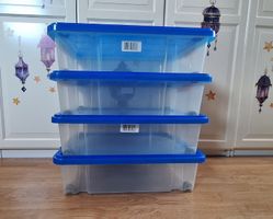 4 Aufbewahrungsboxen transparent blau - 40x60cm