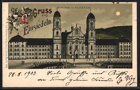 Cartoline postali: Mondschein-Lithographie Einsiedeln, Kirc – Usato da Berlin venduto da bartko-reher