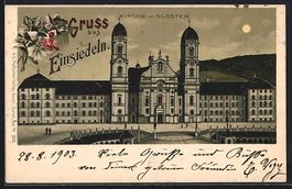 Mondschein-Lithographie Einsiedeln, Kirc