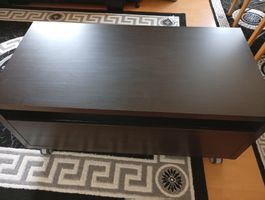 TV Muebel mit Rollen dunkles Holz 2 Schubladen