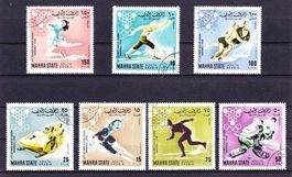 7 Timbres Mahra State 1967-  JO hiver Grenoble 1968 - Obl.