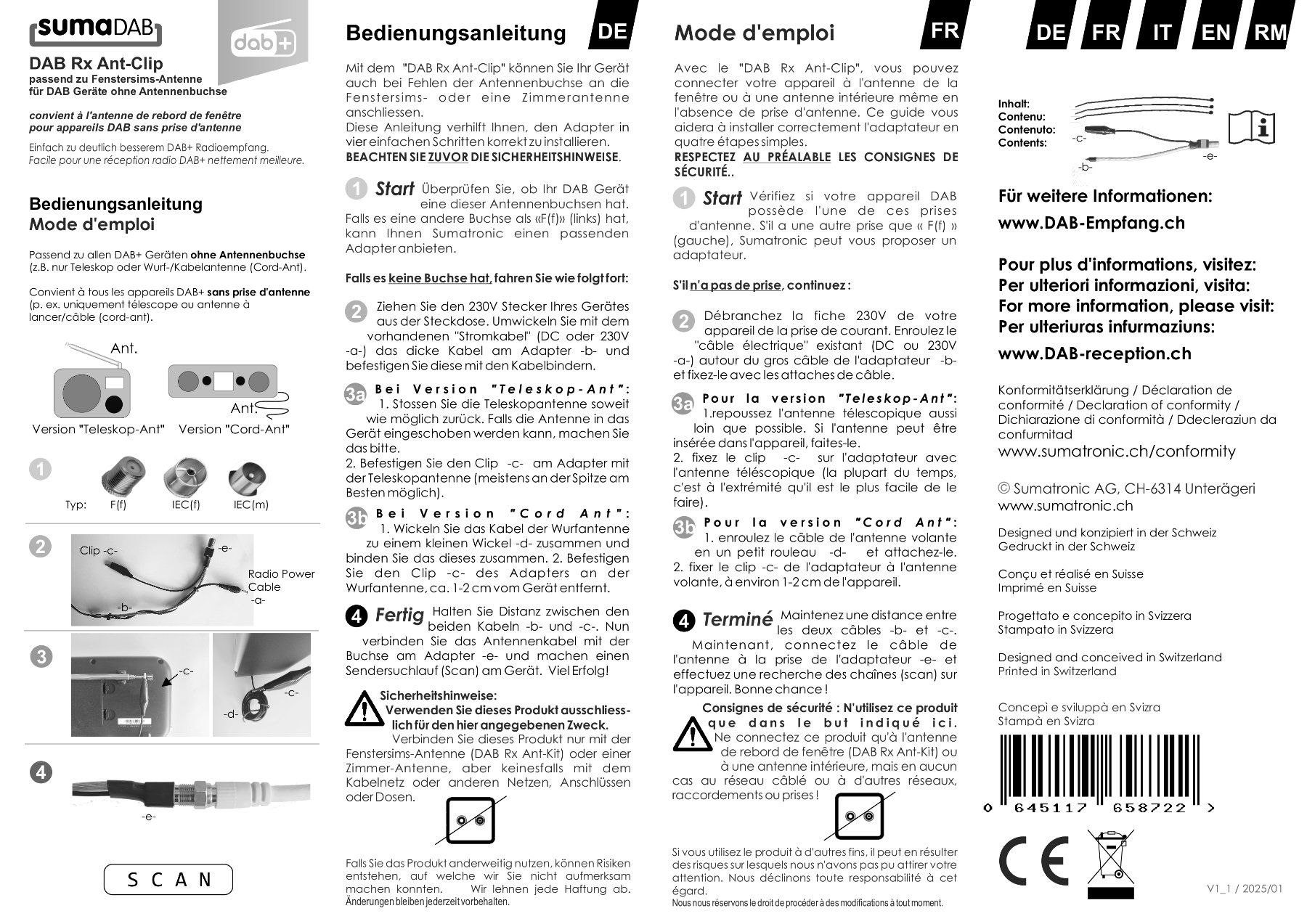 Radiocomunicazione: DAB+ Rx Clip Antennen Adapter – Nuovo e nell'imballaggio originale da Unterägeri venduto da sumatronic 3