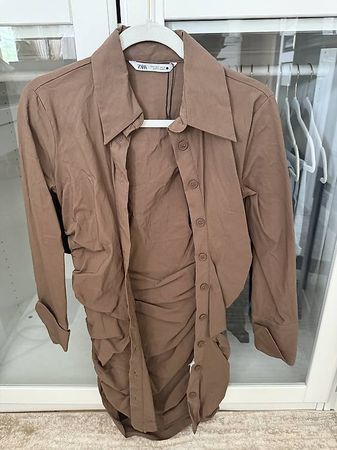 ZARA BRAUNES HEMDKLEID