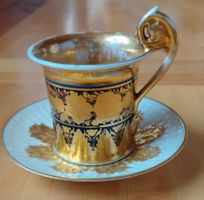 Antike Tesse mit edlem Golddekor, 1840/50