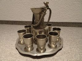 Zinn Set: best.aus Krug, Becher, Tablett