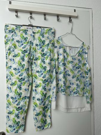 Tentazioni Hose/Top Damen Gr 38/S Blattmuster neuwertig