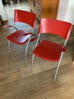 Rote Design Stühle, Stahlgestell mit rotem Leder