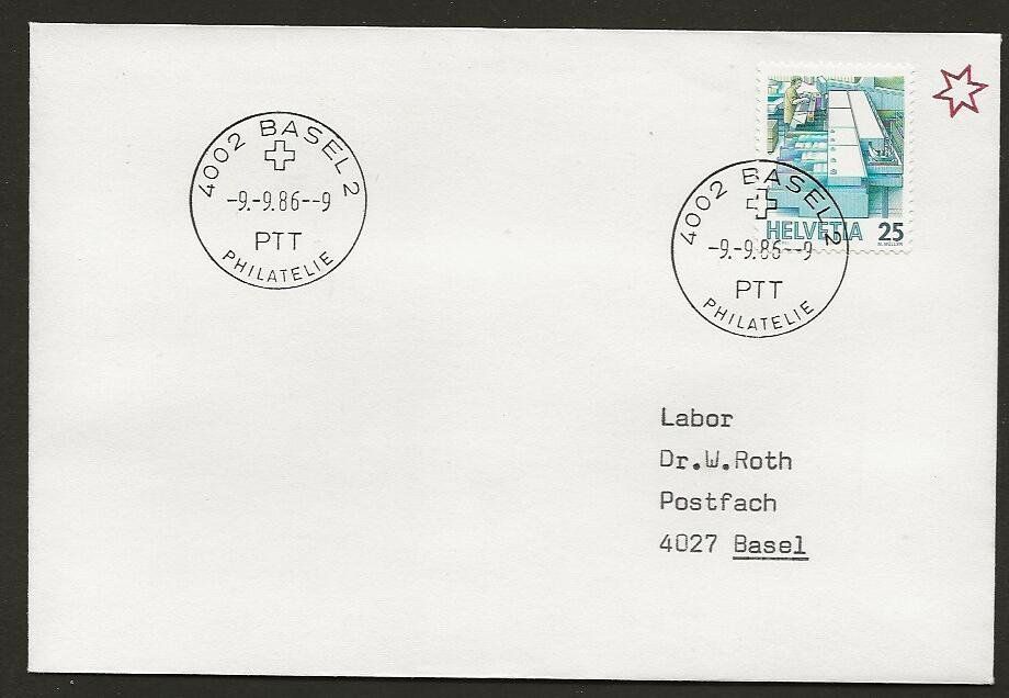 Alle Briefmarken: 1986 Brief von Basel – Gebraucht aus Arlesheim von kuhnphila