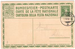 BF-Karte 1913 mit Stempel GOLDAU 1.8.1913