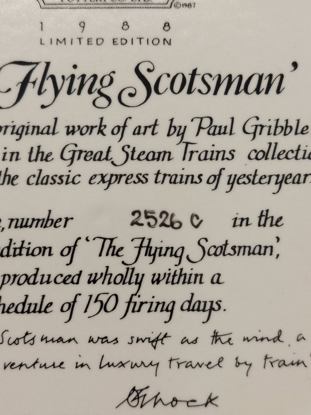 Piatti: Davenport Eisenbahn Sammelteller Dampflok Flying Scotsman – Usato da Dietlikon venduto da sparrow10 3