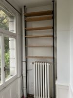 Wandregal Holz Metall schwarz 90 cm breit 300 cm hoch