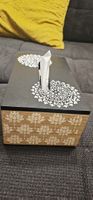 Tissue Box Cover Wood Black Lotus Pattern Home Decor