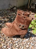 Braune Stiefeletten in Wildleder-Optik Gr. 37