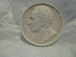 Entwurf Münze Medaille Gips / Baron de Montesquieu 1689-1755