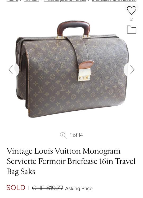 Sold at Auction: Louis Vuitton, Vintage Louis Vuitton Serviette Fermoir  Briefcase