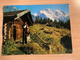 Wengen Alphornbläser Postkarte Jungfrau Souvenir Schweiz