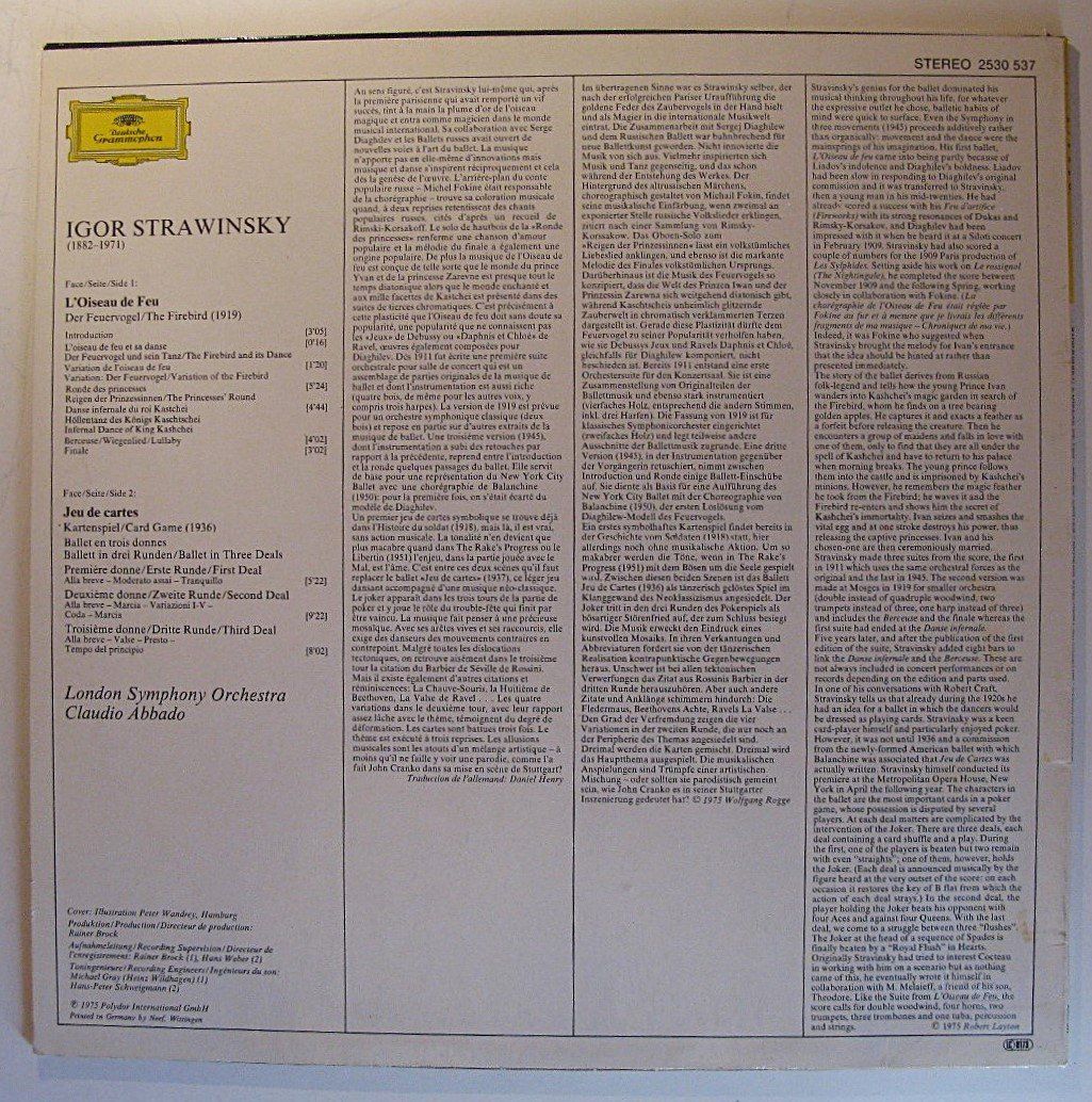 Dischi in vinile: IGOR STRAWINSKY "Der Feuervogel = Firebird" Lp in NM  TOP!!! – Usato da Monthey venduto da Pingmub 2