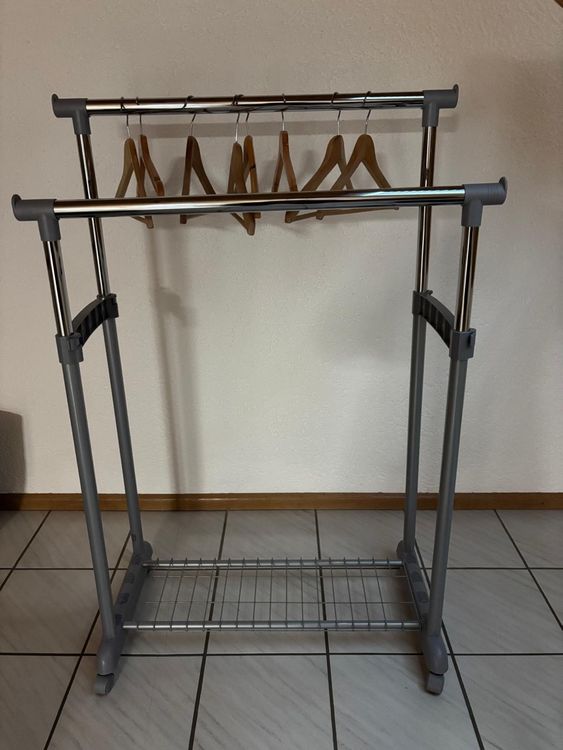 Kleiderständer, Garderobe, rollbar, Kleiderstange, Metall, g 1
