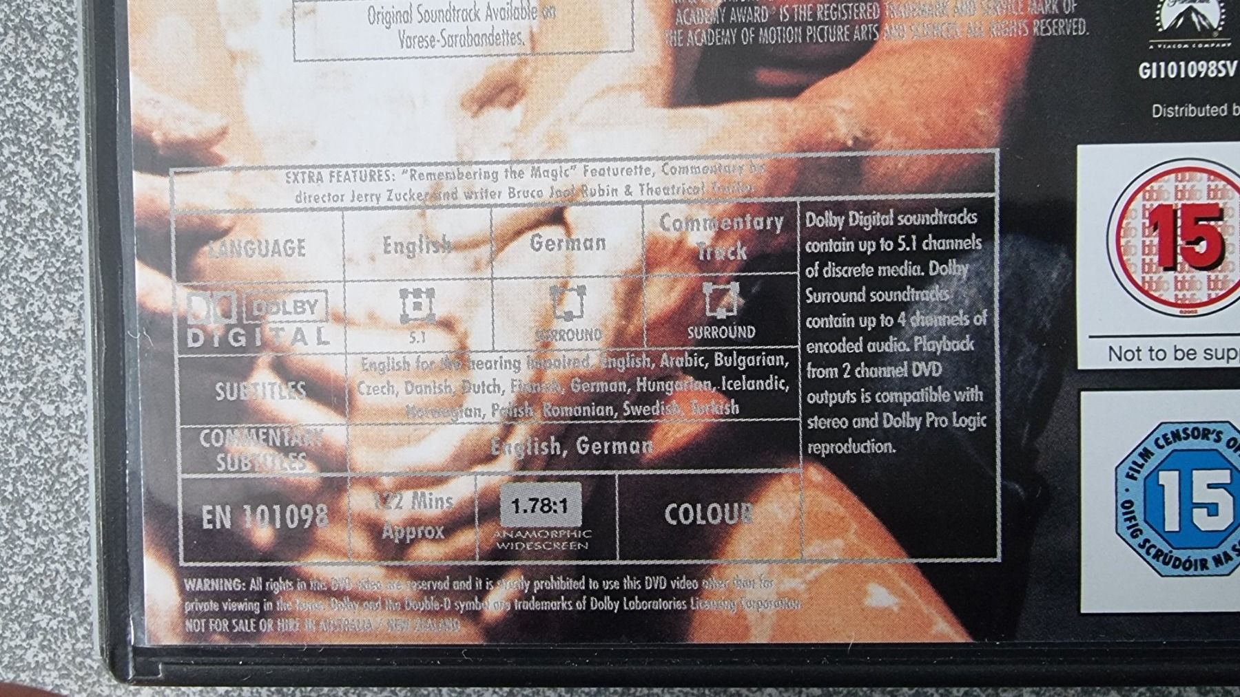 Tous les DVDs: DVD Ghost - Patrick Swayze – D'occasion à Oetwil am See par fineli2 1