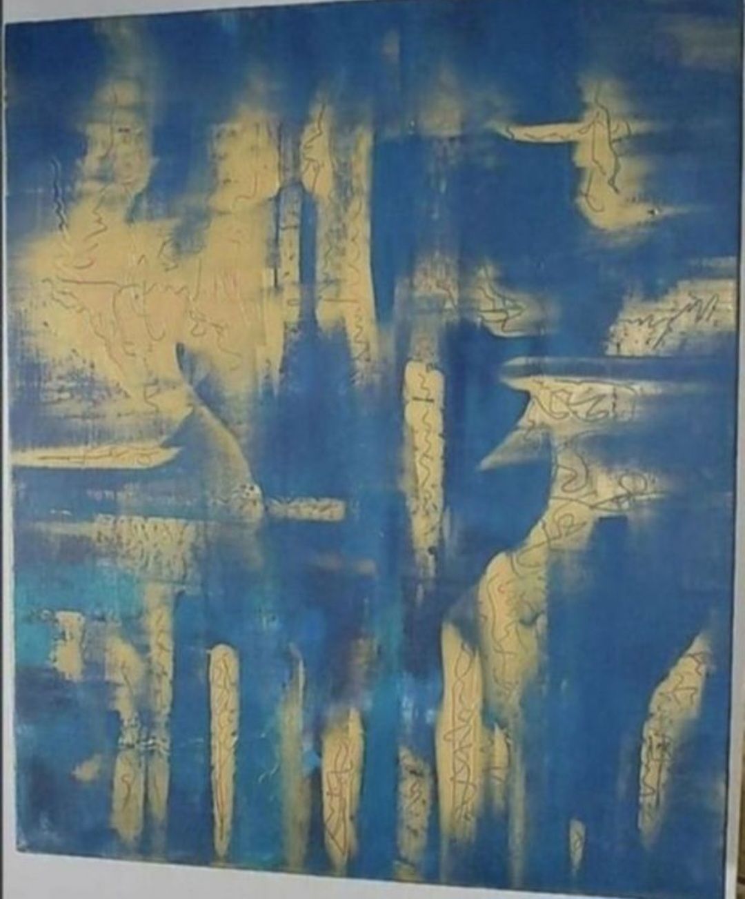 Dipinti: Gemälde Blau Gold handmade 50×60×4 – Nuovo (secondo la descrizione) da Riehen venduto da Steinbock1970