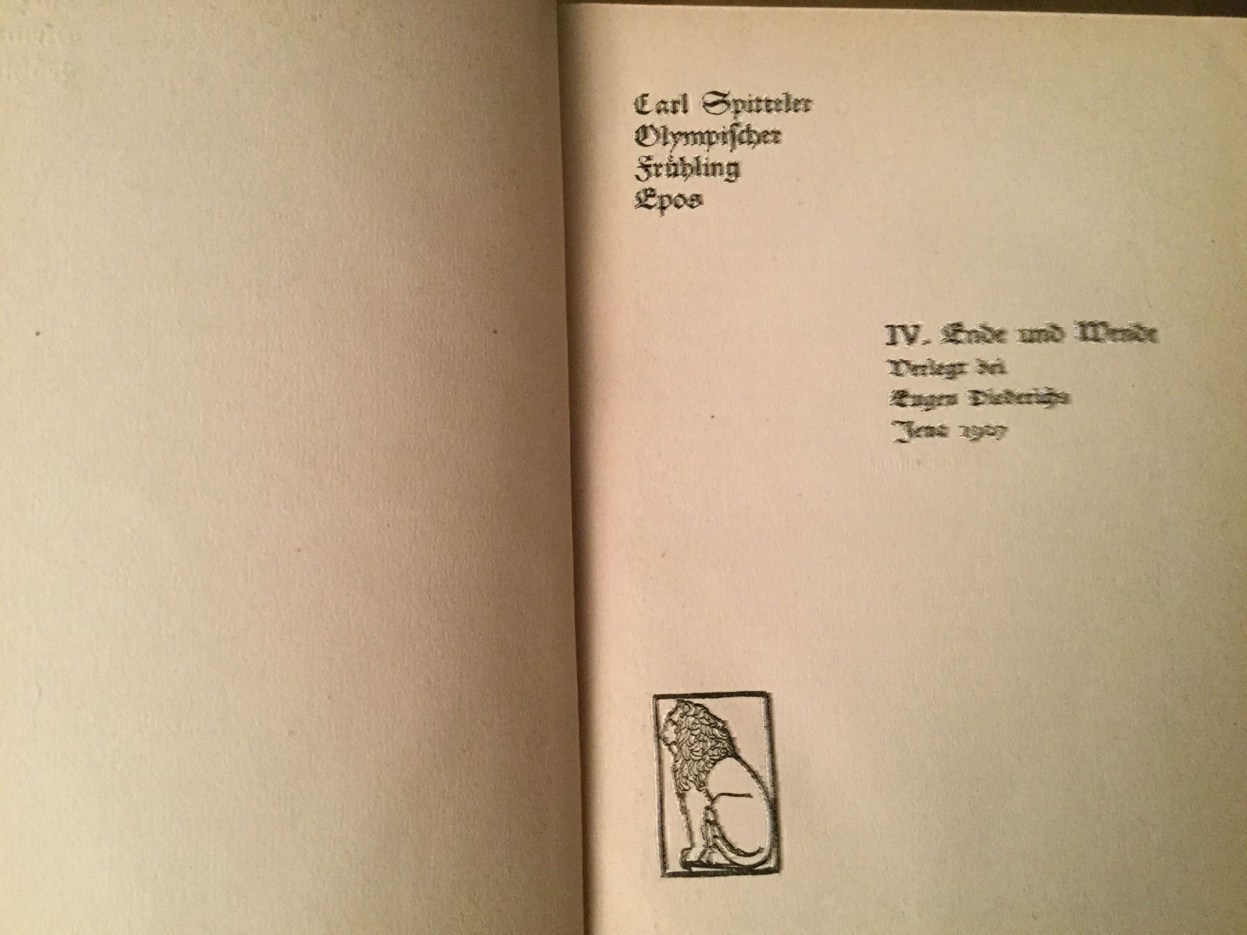 Bücher: Carl Spitteler, Olympischer Frühling – Gebraucht aus Luzern von Einh0rn 2