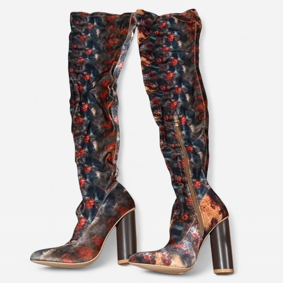 Damenschuhe: Velvet Over-the-Knee Boots, Patterned – Neu und originalverpackt aus Basel von 1moonstar 1