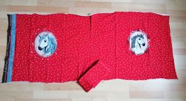 Jersey-Panel rot mit 2 Einhörnern und Kombistoff