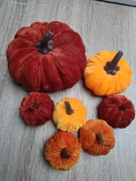 Deko Kürbisse Set Stoff orange rot verschiedene Grössen