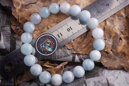 Aquamarin mit Matrix   9.3mm    Top  Kugel  Armband