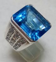 Herrenring mit blauem Top und Zirkonia  Gr. 64