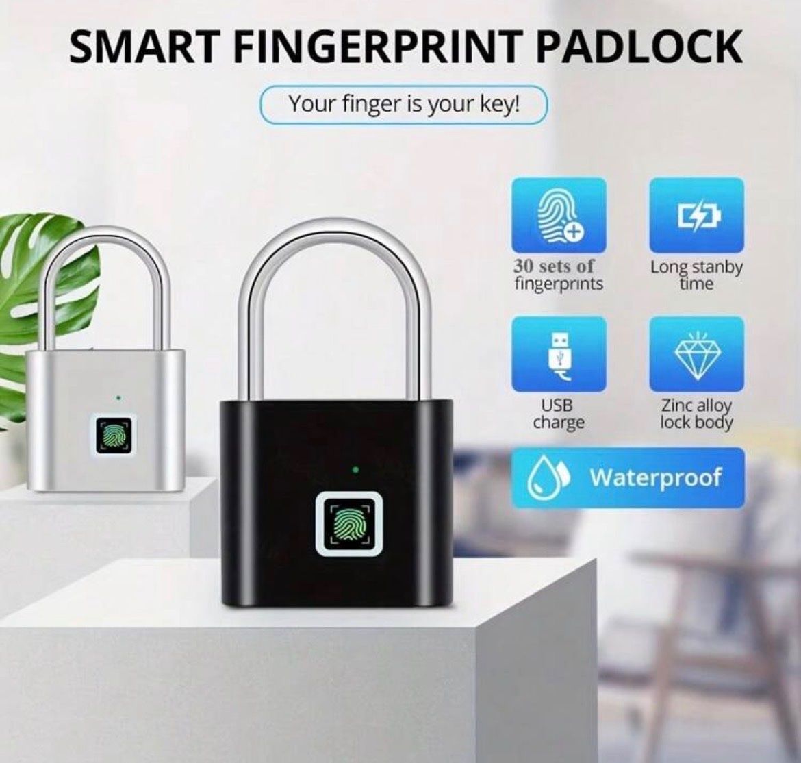 Schlösser: Fingerabdruck Vorhängeschloss – Neu und originalverpackt aus Emmenbrücke von ShopDirect 1