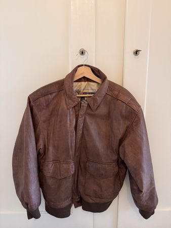 Veste en cuir marron aviateur type A2 taille M