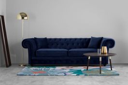 Dunkelblaues Sofa Chesterfield Samt
