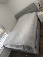 Lit double gris 140x200 cm bon état